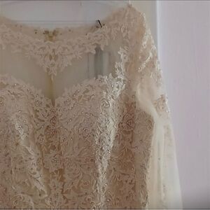 Elegant Champagne Gown with Lace Details